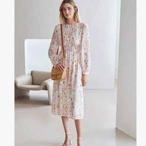 Premium Viscose Long Sleeve Brush Stroke Print Dress - NWT